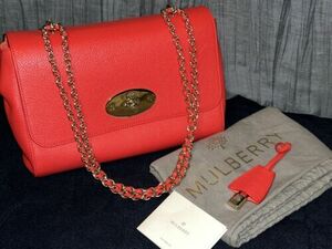 Mulberry RED Lily Medium Shoulder Clutch Chain Bag A+ 海外 即決