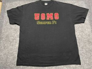 VINTAGE Y2K Black USMC Marine Corps Semper Fi 2XL Grunt Hoorah AAA Tag Shirt 海外 即決