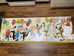 Vintage Looney Tunes Poster HUGE 6 FEET LONG Tweety Bugs Bunny Daffy 80’s 1986 海外 即決