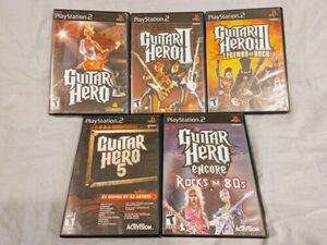 Guitar Hero 1, 2, 3, 5, and Rock The 80s Ps2 PlayStation 2 Tested Working 海外 即決