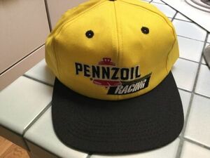 PENNZOIL RACING Mens STRAP BACK Hat YELLOW BLACK RED Nascar USA MADE K Products 海外 即決