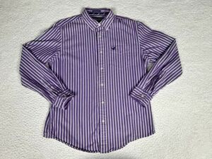Vintage American Eagle Shirt Mens Large Purple White Stripes Button Up 90’s 海外 即決