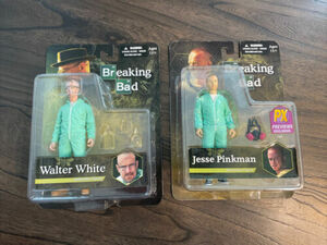 New! Lot of 2 Mezco Breaking Bad Figure Walter White Jesse Pinkman Green Hazmat 海外 即決