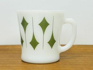 Vintage Fire King Green Kites Mug D Handle Coffee Mug Milk Glass Retro Kitchen 海外 即決