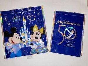 New Set Of 2 S/M Walt Disney World 50th Anniversary Reusable Tote Shopping Bag 海外 即決
