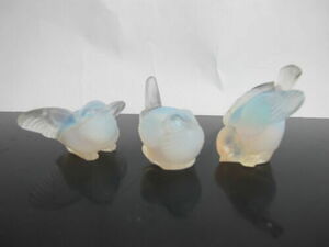 SABINO Paris Set of 3 ART DECO Miniature Opalescent Glass Envolee BIRD Figurines 海外 即決