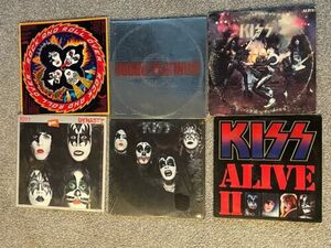 KISS バイナル album lot 6 kiss alive tattoos poster debut album WITH kissin' 時間 / 海外 即決