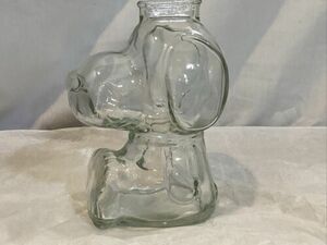 Vintage 1960's Anchor Hocking Snoopy Peanuts Piggy Bank Clear Glass 6” Tall 海外 即決