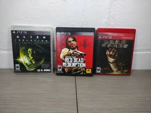 Lot of 3 Play Station PS3 Games Red Dead Redemption Alien Isolation Dead Space 海外 即決