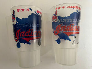 Cleveland Indians Plastic Beer Mugs Chief Wahoo 2000 Jacobs Field Man Cave 海外 即決