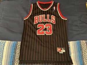 Michael Jordan Chicago Bulls Jersey Black Red Pinstripes XL Retro 海外 即決