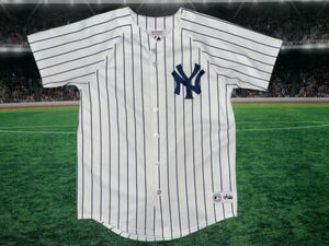 Derek Jeter #2 New York Yankees Majestic Youth Jersey Sz 14/16 Used White 海外 即決