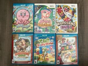 Wii & Wii U games lot wario Mario donkey Kong Kirby yoshi with cases very nice 海外 即決