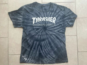 Y2K Thrasher Magazine Shirt Adult L Gray Tie Dye Skate Vintage Skateboarding 海外 即決