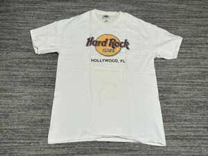 VINTAGE 90s Hard Rock Cafe Hollywood T-shirt Adult Medium White Logo Men’s 海外 即決