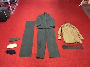 World War 2 Uniform Lot ( 1 Uniform Jacket, Pants, Belt, 3 Hat, 1 Brown Jacket ) 海外 即決