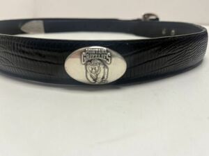 Unisex montana Grizzlies black leather belt with silver buckle abd emblems 海外 即決