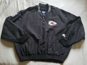 Vintage Kansas City Chiefs Starter Windbreaker XL Black 1/4 Zip Made in the USA 海外 即決