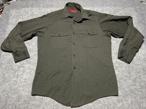 VINTAGE 15 1/2 Medium Green Long Sleeve Work Wear Shirt Dickies 海外 即決