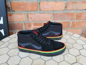 バンズ Men's Skate Grosso Mid shoes Rasta Black レッド スエード Canvas 26.5cm(US8.5) Rare 海外 即決