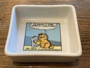 Enesco Japan 1981 - Jim Davis Garfield Cat Ceramic Square Trinket Dish 海外 即決