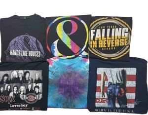 Vintage 90s Y2K T-Shirt Bundle Lot Of 6 Mens S-L Styx Guitar Hero Metal Band Tee 海外 即決