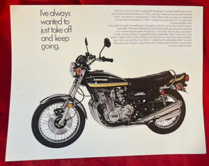 Kawasaki Z1 900 poster brochure Z1B 1975 blue frame it PRINT 海外 即決