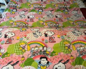 Peanuts Bedspread Fabric Belle Snoopy Vintage Another Determined Production 海外 即決