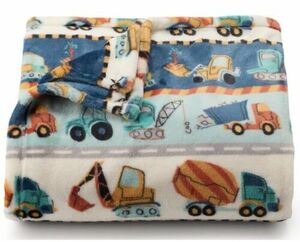 CONSTRUCTION Trucks Oversized Plush 5x6 Ft THROW BLANKET The Big One Kids NEW! 海外 即決