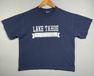 Vintage Y2K MV Sport Lake Tahoe T Shirt Sz XL Tourist Destination Tee Navy Blue 海外 即決