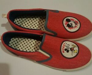 Disney Junk Food Womens Mickey Mouse Shoes Sz 8 Slip on Red White Blue 海外 即決