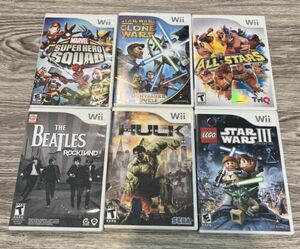 WII VIDEO GAME LOT OF 6 GAMES - Marvel , Star Wars , Lego Rock And & More 海外 即決