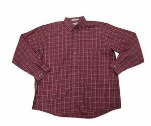 Vtg 90s L.L. Bean Men's XL Button Down Shirt Long Sleeve Maroon Plaid Big Shirt 海外 即決