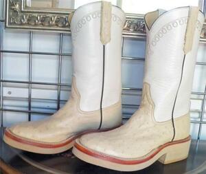 Rios of Mercedes Winter White Full Quill Ostrich Cowboy Boots 6C Ladies 7 to 7.5 海外 即決