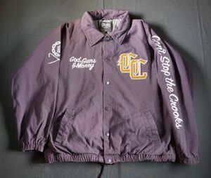 Crooks & Castles Jacket Mens Large Purple Lined Snap Button Chain Stitch 海外 即決