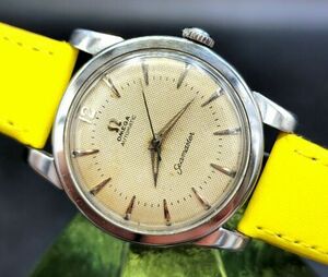Vintage OMEGA "Seamaster" 1950's Automatic Men's Watch W/ Orig Guilloche Dial ! 海外 即決