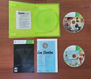 Grand Theft Auto V GTA 5 Xbox 360 Complete W/ Map Manual & 2 Discs Tested 海外 即決