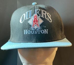 Houston Oilers Vintage 90's AJD Snapback Black & Blue Hat Made in USA 海外 即決