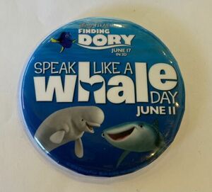 Walt Disney World Finding Dory Speak Like a Whale Day Button Pin WDW 海外 即決