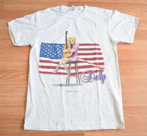 Vintage Rare 2001 Dolly Parton USA Flag Tour Shirt Tee M Country Willie Nelson 海外 即決