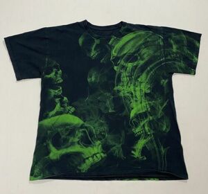 Vintage Y2K Skull Grunge Mall Goth Emo T Shirt Size Large AE5 海外 即決