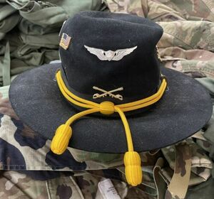 Original US Army Veteran Cavalry Black Wool Felt Stetson Hat Sz 7 w/straps 海外 即決
