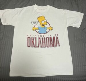 Oklahoma Sooners Vintage Bart Simpson White House T-shirt 1990 XXL The Simpsons 海外 即決