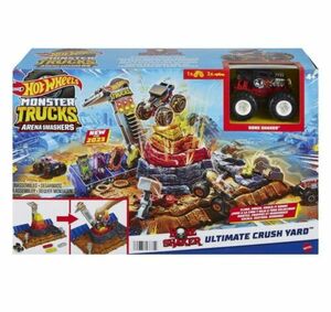 Hot Wheels Monster Trucks Arena Smashers BONE SHAKER Ultimate Crush Yard Playset 海外 即決