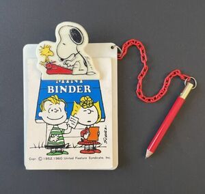 Peanuts Snoopy Vintage Mini Binder Clipboard w Notepad, Butterfly Japan, UNUSED 海外 即決