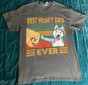 Best Husky Dad Ever Funny Dog Lover Retro Vintage Men's T-Shirt Short Sleeve Tee 海外 即決