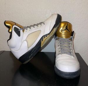 エアジョーダン 5 Retro Olympic White Metallic Gold (136027-133) Men's Sz 12 Preowned 海外 即決