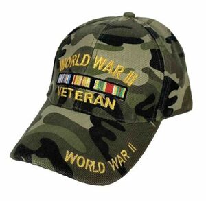 World War II Veteran Ball Cap Adjustable Camouflage Hat Embroidered Logo 海外 即決