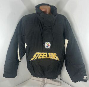 Pittsburgh Steelers Vintage Starter Half Zip Pullover Jacket - XL 海外 即決