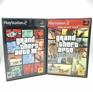 Grand Theft Auto III & San Andreas Both CIB (PlayStation 2, 2003) GTA Lot 海外 即決